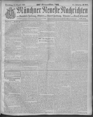 Münchner neueste Nachrichten Samstag 27. August 1892