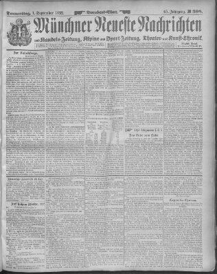 Münchner neueste Nachrichten Donnerstag 1. September 1892