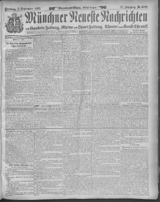 Münchner neueste Nachrichten Freitag 2. September 1892