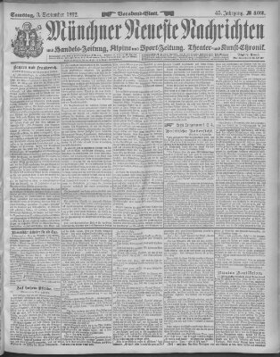 Münchner neueste Nachrichten Samstag 3. September 1892