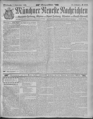 Münchner neueste Nachrichten Mittwoch 7. September 1892