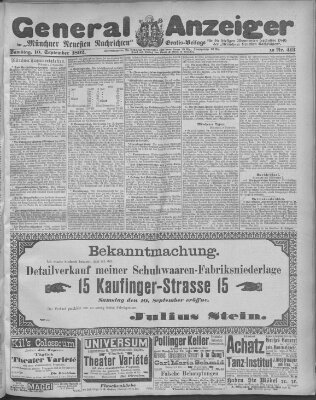 Münchner neueste Nachrichten Samstag 10. September 1892