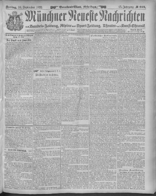 Münchner neueste Nachrichten Freitag 16. September 1892