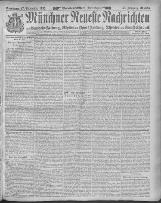 Münchner neueste Nachrichten Samstag 17. September 1892