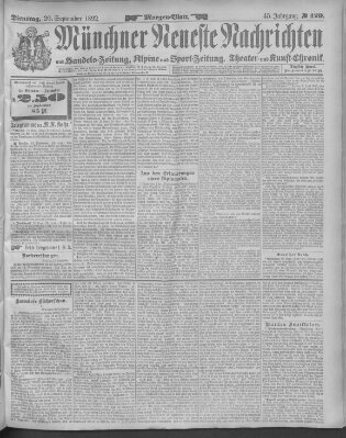 Münchner neueste Nachrichten Dienstag 20. September 1892