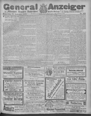 Münchner neueste Nachrichten Donnerstag 22. September 1892