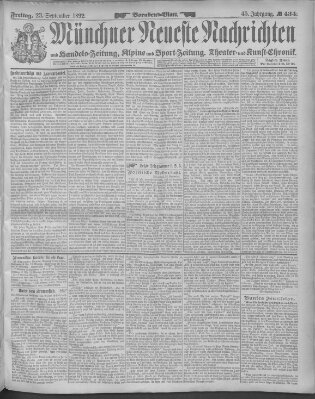 Münchner neueste Nachrichten Freitag 23. September 1892