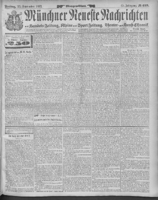 Münchner neueste Nachrichten Freitag 23. September 1892