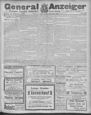 Münchner neueste Nachrichten Freitag 23. September 1892