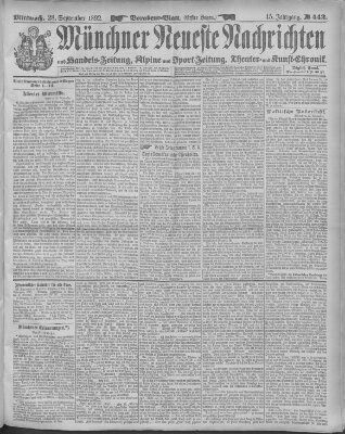 Münchner neueste Nachrichten Mittwoch 28. September 1892