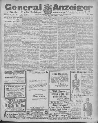 Münchner neueste Nachrichten Mittwoch 28. September 1892