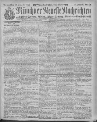 Münchner neueste Nachrichten Donnerstag 29. September 1892