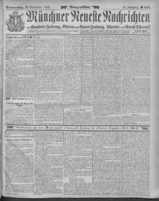 Münchner neueste Nachrichten Donnerstag 29. September 1892