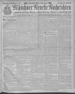 Münchner neueste Nachrichten Freitag 30. September 1892