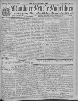 Münchner neueste Nachrichten Freitag 30. September 1892