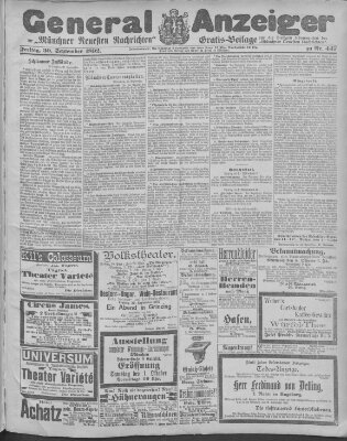 Münchner neueste Nachrichten Freitag 30. September 1892