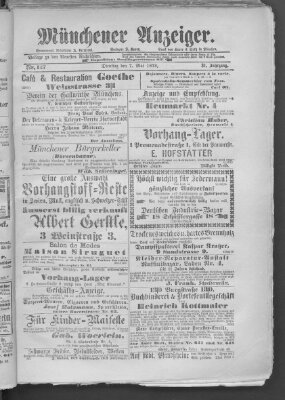 Münchener Anzeiger (Münchner neueste Nachrichten) Dienstag 7. Mai 1878