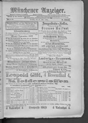 Münchener Anzeiger (Münchner neueste Nachrichten) Dienstag 28. Mai 1878