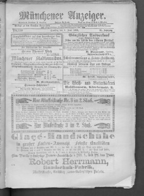 Münchener Anzeiger (Münchner neueste Nachrichten) Samstag 8. Juni 1878