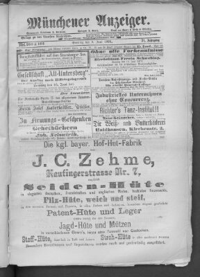 Münchener Anzeiger (Münchner neueste Nachrichten) Sonntag 9. Juni 1878