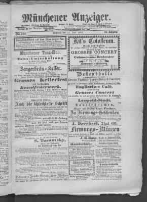 Münchener Anzeiger (Münchner neueste Nachrichten) Mittwoch 12. Juni 1878