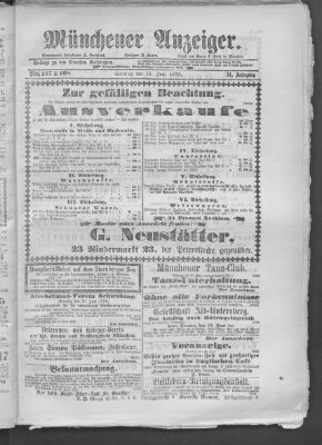 Münchener Anzeiger (Münchner neueste Nachrichten) Sonntag 16. Juni 1878