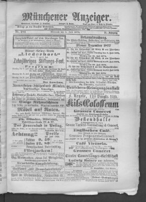 Münchener Anzeiger (Münchner neueste Nachrichten) Mittwoch 3. Juli 1878