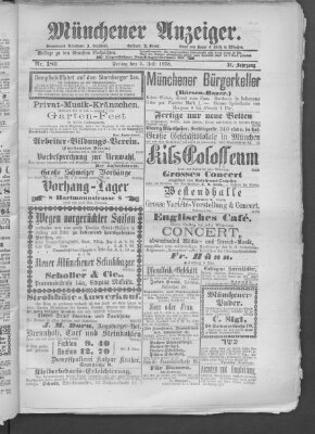 Münchener Anzeiger (Münchner neueste Nachrichten) Freitag 5. Juli 1878