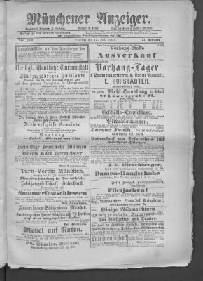 Münchener Anzeiger (Münchner neueste Nachrichten) Samstag 13. Juli 1878