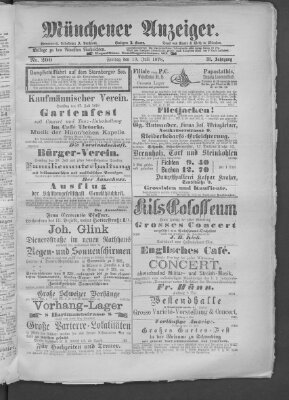 Münchener Anzeiger (Münchner neueste Nachrichten) Freitag 19. Juli 1878