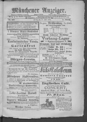 Münchener Anzeiger (Münchner neueste Nachrichten) Freitag 26. Juli 1878