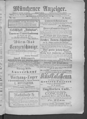 Münchener Anzeiger (Münchner neueste Nachrichten) Dienstag 30. Juli 1878