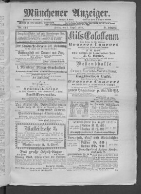 Münchener Anzeiger (Münchner neueste Nachrichten) Freitag 2. August 1878