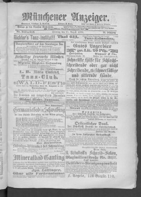 Münchener Anzeiger (Münchner neueste Nachrichten) Sonntag 11. August 1878