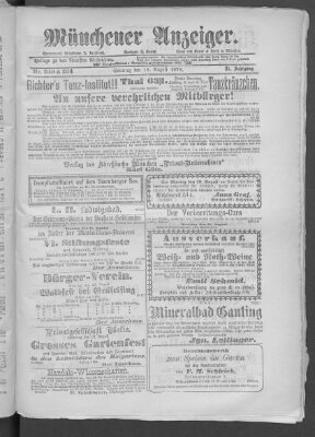 Münchener Anzeiger (Münchner neueste Nachrichten) Sonntag 18. August 1878