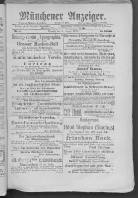 Münchener Anzeiger (Münchner neueste Nachrichten) Samstag 4. Januar 1879