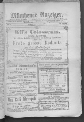 Münchener Anzeiger (Münchner neueste Nachrichten) Mittwoch 8. Januar 1879