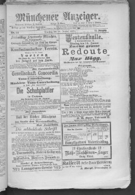 Münchener Anzeiger (Münchner neueste Nachrichten) Dienstag 14. Januar 1879