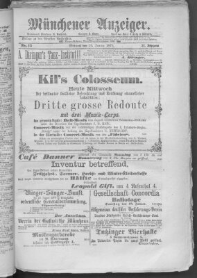 Münchener Anzeiger (Münchner neueste Nachrichten) Mittwoch 15. Januar 1879