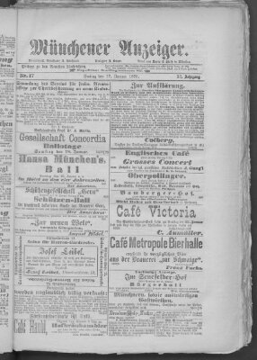 Münchener Anzeiger (Münchner neueste Nachrichten) Freitag 17. Januar 1879