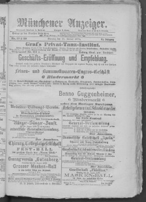 Münchener Anzeiger (Münchner neueste Nachrichten) Sonntag 19. Januar 1879