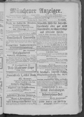 Münchener Anzeiger (Münchner neueste Nachrichten) Dienstag 21. Januar 1879