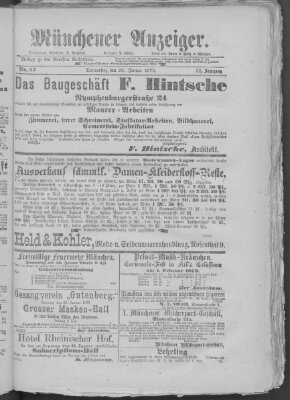 Münchener Anzeiger (Münchner neueste Nachrichten) Donnerstag 23. Januar 1879