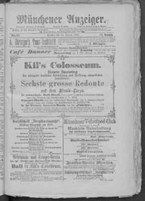 Münchener Anzeiger (Münchner neueste Nachrichten) Samstag 25. Januar 1879