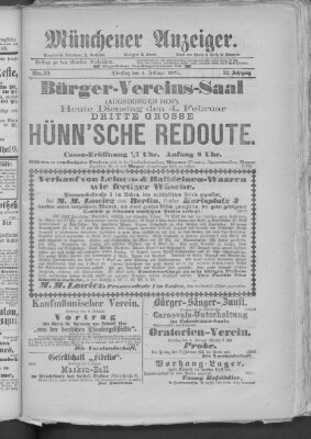 Münchener Anzeiger (Münchner neueste Nachrichten) Dienstag 4. Februar 1879