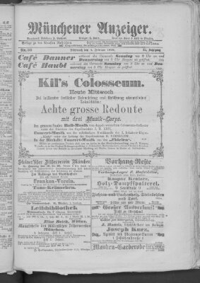 Münchener Anzeiger (Münchner neueste Nachrichten) Mittwoch 5. Februar 1879