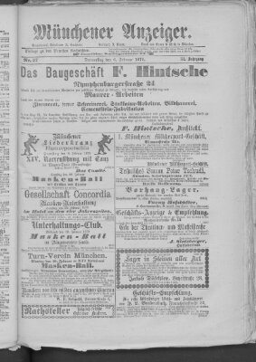 Münchener Anzeiger (Münchner neueste Nachrichten) Donnerstag 6. Februar 1879