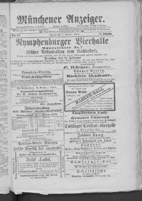 Münchener Anzeiger (Münchner neueste Nachrichten) Freitag 7. Februar 1879