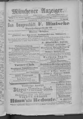 Münchener Anzeiger (Münchner neueste Nachrichten) Donnerstag 13. Februar 1879