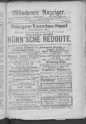 Münchener Anzeiger (Münchner neueste Nachrichten) Mittwoch 19. Februar 1879